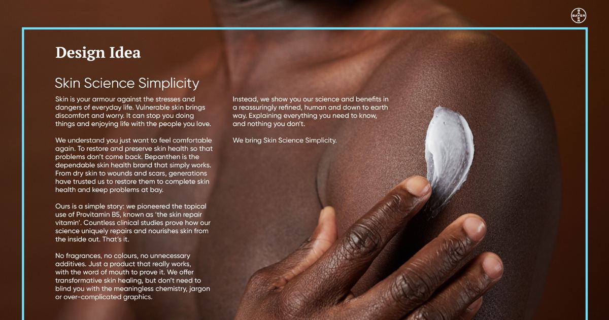 Bayer, Bepanthen: Design idea: Skin Science Simplicity