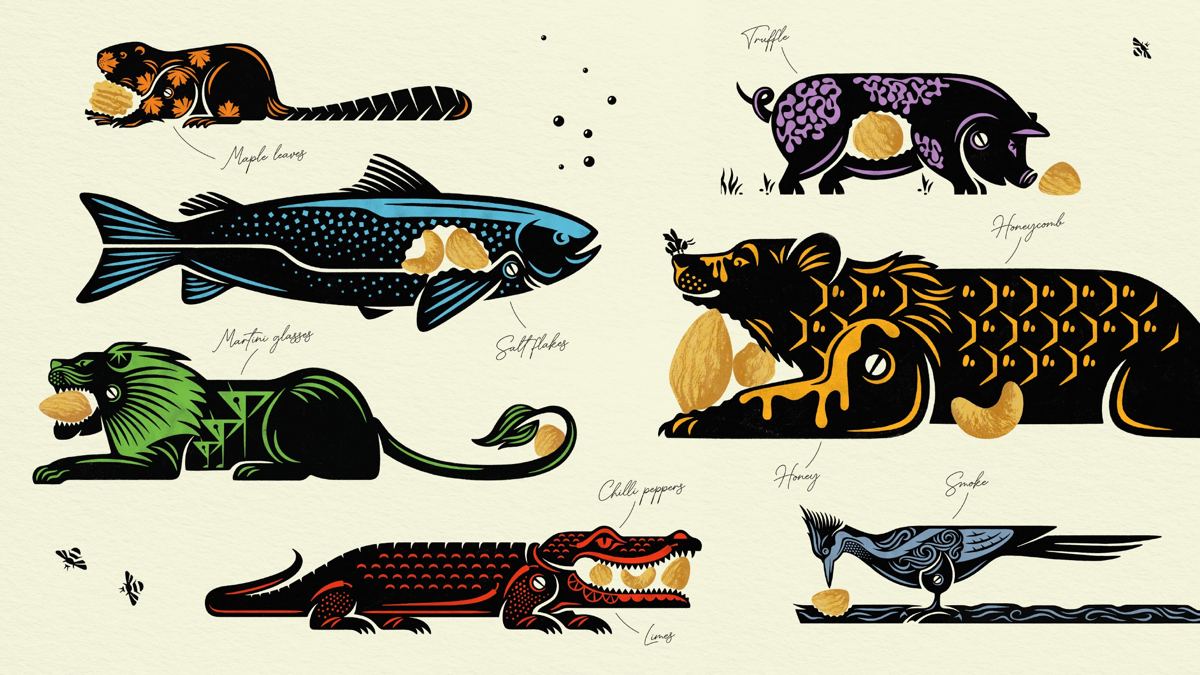 Fortnum & Mason, Fortnum's Famous Animal Crackers: Character illustrations, one nutcracker for each flavour