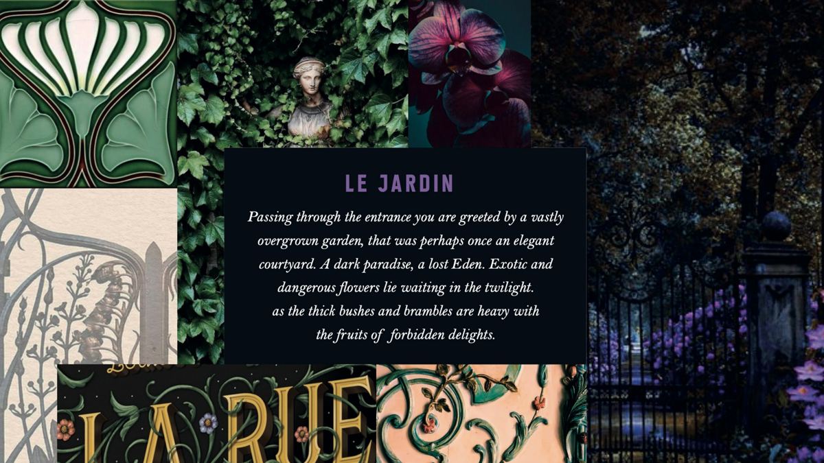 Diageo, Tanqueray Blackcurrant Royale: Narrative world: Le Jardin