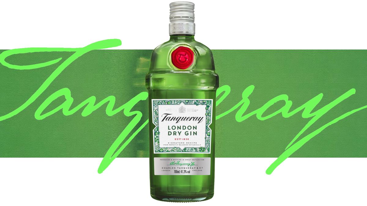 Diageo, Tanqueray London Dry: Hero bottle with the redesigned label
